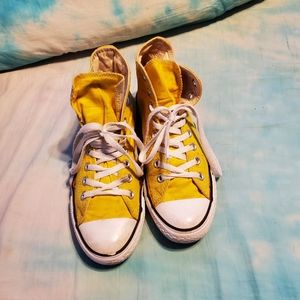 Yellow Hightop All Star Converse Size 8.5